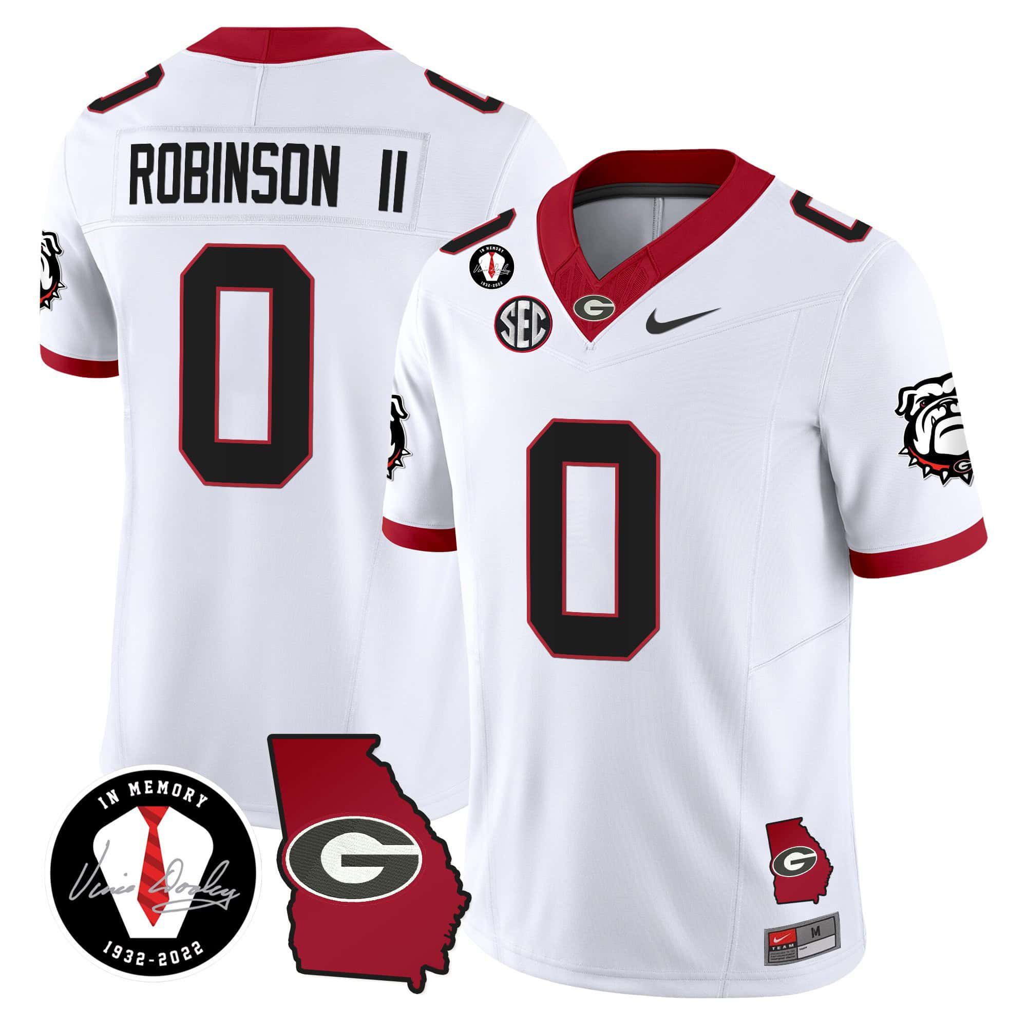 Men Georgia Bulldogs 0 Robinson ii White 2024 Nike Vapor NCAA Jersey style 1